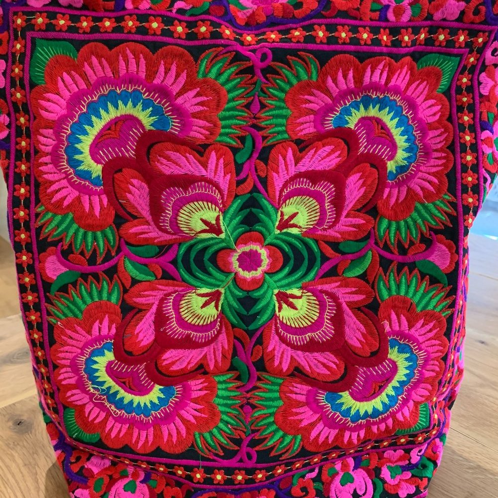 Pink Thai Boho Shoulder Tote